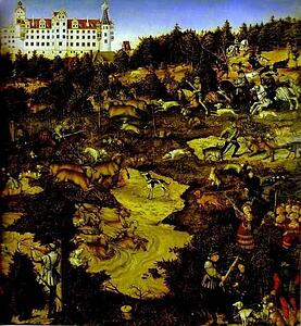 Art Print - A Hunt In Honor Of Charles V At Torgau Castle . Detail