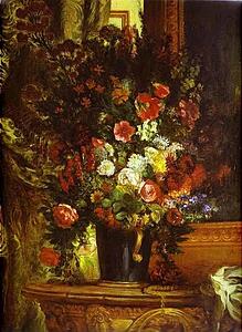 A Vase Of Flowers On A Console - Art Print Art Print - A Vase Of Flowers On A Console