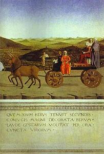 Allegorical Triumph Of Federico Da Mantefeltro. Reverse Of Portraits Of Batista Sforza - Art Print Art Print - Allegorical Triumph Of Federico Da Mantefeltro. Reverse Of Portraits Of Batista Sforza