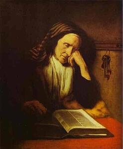 Art Print - An Old Woman Dozing Over A Book