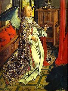 Annunciation Triptych. Detail Of The Central Panel - Art Print Art Print - Annunciation Triptych. Detail Of The Central Panel