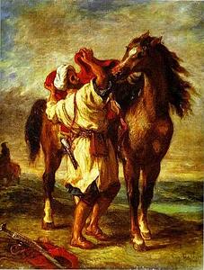 Art Print - Arab Saddling His Horse