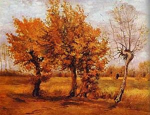 Art Print - Autumn Landscape With Four Trees