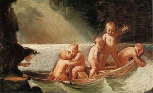 Art Print - Boys In A Boat Drifting Out To Sea