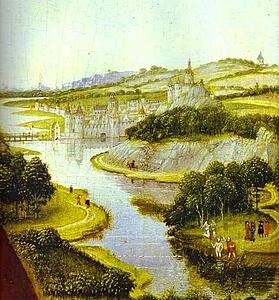 Braque Triptych. Detail Of Landscape Behind St. John The Baptist - Art Print Art Print - Braque Triptych. Detail Of Landscape Behind St. John The Baptist