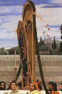 Art Print - Cimabue's Celebrated Madonna Is Carried In Procession Through The Streets Of Florence; In Front Of The Madonna, And Crowned With Laurels, Walks Cimabue Himself, With His Pupil Giotto; Behind It Arnolfo Di Lapo, Gaddo Gaddi, Andrea Tafi, Niccola Pisano, Bu