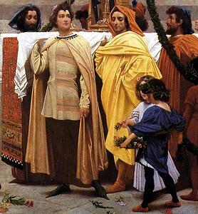 Cimabue's Celebrated Madonna Is Carried In Procession Through The Streets Of Florence; In Front Of The Madonna, And Crowned With Laurels, Walks Cimabue Himself, With His Pupil Giotto; Behind It Arnolfo Di Lapo, Gaddo Gaddi, Andrea Tafi, Niccola Pisano, Bu - Art Print Art Print - Cimabue's Celebrated Madonna Is Carried In Procession Through The Streets Of Florence; In Front Of The Madonna, And Crowned With Laurels, Walks Cimabue Himself, With His Pupil Giotto; Behind It Arnolfo Di Lapo, Gaddo Gaddi, Andrea Tafi, Niccola Pisano, Bu