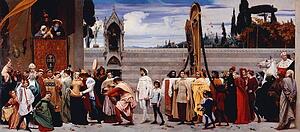 Art Print - Cimabue's Celebrated Madonna Is Carried In Procession Through The Streets Of Florence; In Front Of The Madonna, And Crowned With Laurels, Walks Cimabue Himself, With His Pupil Giotto; Behind It Arnolfo Di Lapo, Gaddo Gaddi, Andrea Tafi, Niccola Pisano, Bu