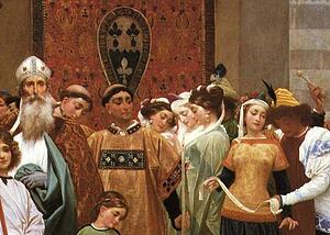 Art Print - Cimabue's Celebrated Madonna Is Carried In Procession Through The Streets Of Florence; In Front Of The Madonna, And Crowned With Laurels, Walks Cimabue Himself, With His Pupil Giotto; Behind It Arnolfo Di Lapo, Gaddo Gaddi, Andrea Tafi, Niccola Pisano, Bu