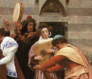 Art Print - Cimabue's Celebrated Madonna Is Carried In Procession Through The Streets Of Florence; In Front Of The Madonna, And Crowned With Laurels, Walks Cimabue Himself, With His Pupil Giotto; Behind It Arnolfo Di Lapo, Gaddo Gaddi, Andrea Tafi, Niccola Pisano, Bu