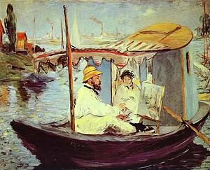Art Print - Claude Monet Painting On His Studio Boat