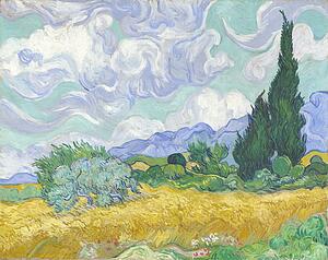 Wheat Art Print - Cornfield With Cypresses
