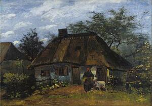La Art Print - Cottage And Woman With Goat / Farmhouse In Nuenen (La Chaumiére)