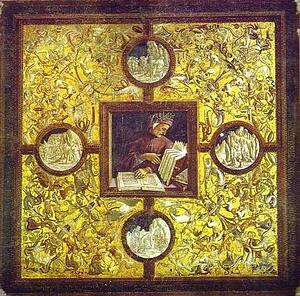 Dante With Scenes From The Divine Comedy - Art Print Art Print - Dante With Scenes From The Divine Comedy