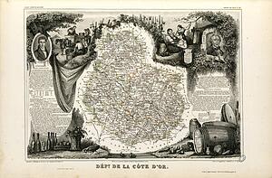 Cote Art Print - Dépt. De La Côte D'or (Région De L'est)