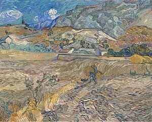 Enclosed Art Print - Enclosed Wheat Field With Peasant / Landscape At Saint-Rémy