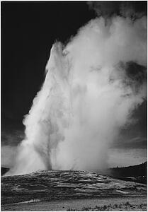 Sky Art Print - Erupting, Against Dark Sky, "old Faithful Geyser, Yellowstone National Park, " Wyoming. (Vertical Orientation).