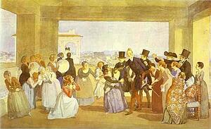 Festival In Rome In October. Scene In The Loggia. (Invitation To Dance) - Art Print Art Print - Festival In Rome In October. Scene In The Loggia. (Invitation To Dance)