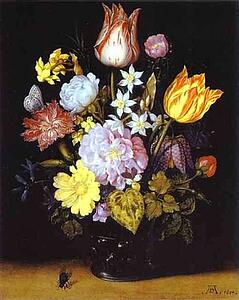 Flowers In A Glass Vase - Art Print Art Print - Flowers In A Glass Vase
