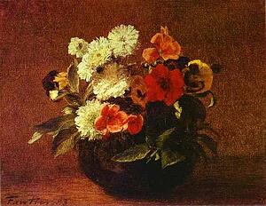 Flowers In An Earthenware Vase - Art Print Art Print - Flowers In An Earthenware Vase