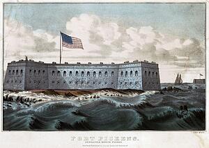 Printing Art Print - Fort Pickens: Pensacola Harbor, Florida. Print Shows Fort Mcree On The Right