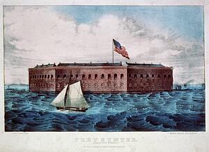 Island Art Print - From Left To Right: Fort Moultrie. Fort Sumter: Charleston Harbor, S. C. Morris Island Batteries.