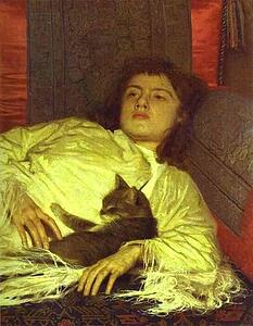 Art Print - Girl With A Cat. (Portrait Of Sophia Kramskaya)