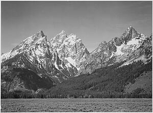 Covering Art Print - Grassy Valley, Tree Covered Mountain Side And Snow Covered Peaks, Grand "teton National Park", Wyoming. Photographs Of National Parks And Monuments, Compiled 1941 - 1942, Documenting The Period Ca. 1933 - 1942.