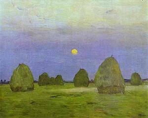 Art Print - Haystacks. Twilight