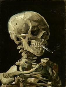 Skeleton Art Print - Head Of A Skeleton With A Burning Cigarette