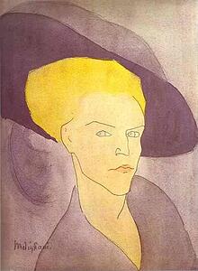Head Of A Woman With A Hat - Art Print Art Print - Head Of A Woman With A Hat