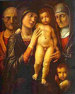 Holy Family With St. Elizabeth And St. John The Baptist As A Child - Art Print Art Print - Holy Family With St. Elizabeth And St. John The Baptist As A Child
