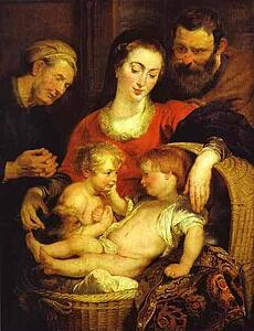 Holy Family With St. Elizabeth ("madonna Of The Basket") - Art Print Art Print - Holy Family With St. Elizabeth ("madonna Of The Basket")