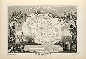 Island Art Print - Ile De La Réunion - Colonie Française (Océan Indien) (Hémisphère Austral)