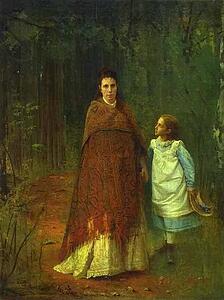 Art Print - In The Park. Portrait Of The Artist's Wife And Daughter