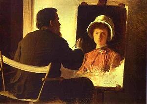 Art Print - Ivan Kramskoy Working On Portrait Of His Daughter