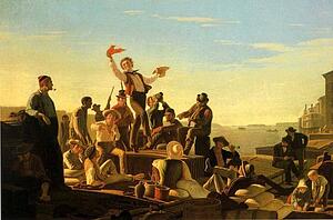 Jolly Flatboatmen In Port - Art Print Art Print - Jolly Flatboatmen In Port