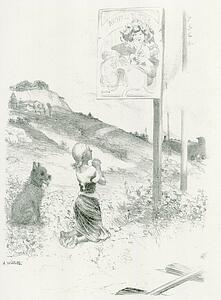 Adolphe Willette Art Print - La Pieuse Erreur", Dessin Original Pour Les "maîtres De L'affiche".