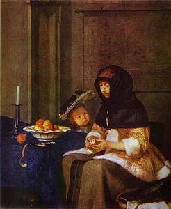 Art Print - Lady Peeling An Apple