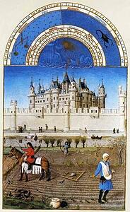 Les Trä�s Riches Heures Du Duc De Berry. October. Louvre Palace - Art Print Art Print - Les Trä�s Riches Heures Du Duc De Berry. October. Louvre Palace
