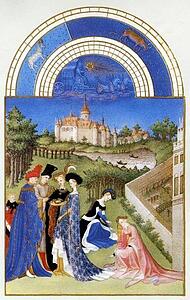 Les Trä�s Riches Heures Du Duc De Berry. April. Chateau De Dourdan - Art Print Art Print - Les Trä�s Riches Heures Du Duc De Berry. April. Chateau De Dourdan
