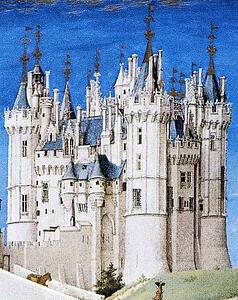 Les Trä�s Riches Heures Du Duc De Berry. September. Château De Saumur. Detail - Art Print Art Print - Les Trä�s Riches Heures Du Duc De Berry. September. Château De Saumur. Detail