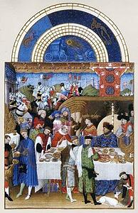 Les Trä�s Riches Heures Du Duc De Berry. January. A New Year's Day Feast Including Jean De Berry - Art Print Art Print - Les Trä�s Riches Heures Du Duc De Berry. January. A New Year's Day Feast Including Jean De Berry
