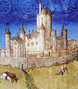Les Trä�s Riches Heures Du Duc De Berry. August. Chateau D'etampes. Detail - Art Print Art Print - Les Trä�s Riches Heures Du Duc De Berry. August. Chateau D'etampes. Detail