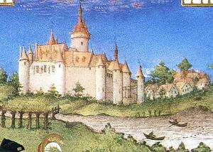 Les Trä�s Riches Heures Du Duc De Berry. April. Chateau De Dourdan. Detail - Art Print Art Print - Les Trä�s Riches Heures Du Duc De Berry. April. Chateau De Dourdan. Detail
