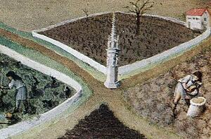 Les Trä�s Riches Heures Du Duc De Berry. March. Château De Lusignan. Detail - Art Print Art Print - Les Trä�s Riches Heures Du Duc De Berry. March. Château De Lusignan. Detail