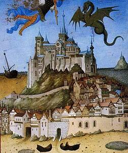 Les Trä�s Riches Heures Du Duc De Berry. St. Michael. Detail - Art Print Art Print - Les Trä�s Riches Heures Du Duc De Berry. St. Michael. Detail