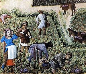 Les Trä�s Riches Heures Du Duc De Berry. September. Château De Saumur. Detail - Art Print Art Print - Les Trä�s Riches Heures Du Duc De Berry. September. Château De Saumur. Detail