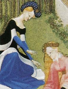 Les Trä�s Riches Heures Du Duc De Berry. April. Chateau De Dourdan. Detail - Art Print Art Print - Les Trä�s Riches Heures Du Duc De Berry. April. Chateau De Dourdan. Detail