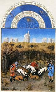 Les Trä�s Riches Heures Du Duc De Berry. December. Chateau De Vincennes - Art Print Art Print - Les Trä�s Riches Heures Du Duc De Berry. December. Chateau De Vincennes